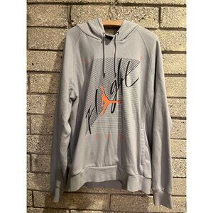 Air Jordan Mens Flight Hoodie L Gray With Orange Graphic Cotton Blend Casual